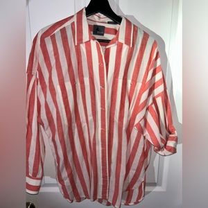 Vintage women’s Liz wear stripe button up shirt medium